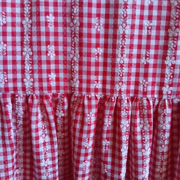 1OF1 XS True Vintage Dress Gingham Prairie Farm Lace Maxi Handmade 1970's Hippy - Picture 4 of 7
